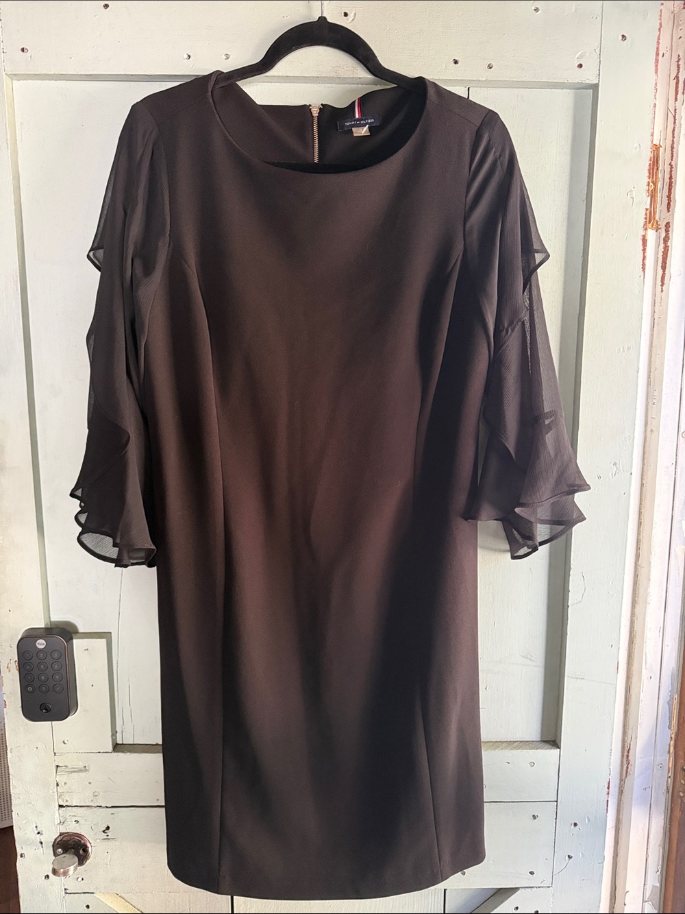 Tommy Hilfiger Black Ruffle Sleeve Black Dress
